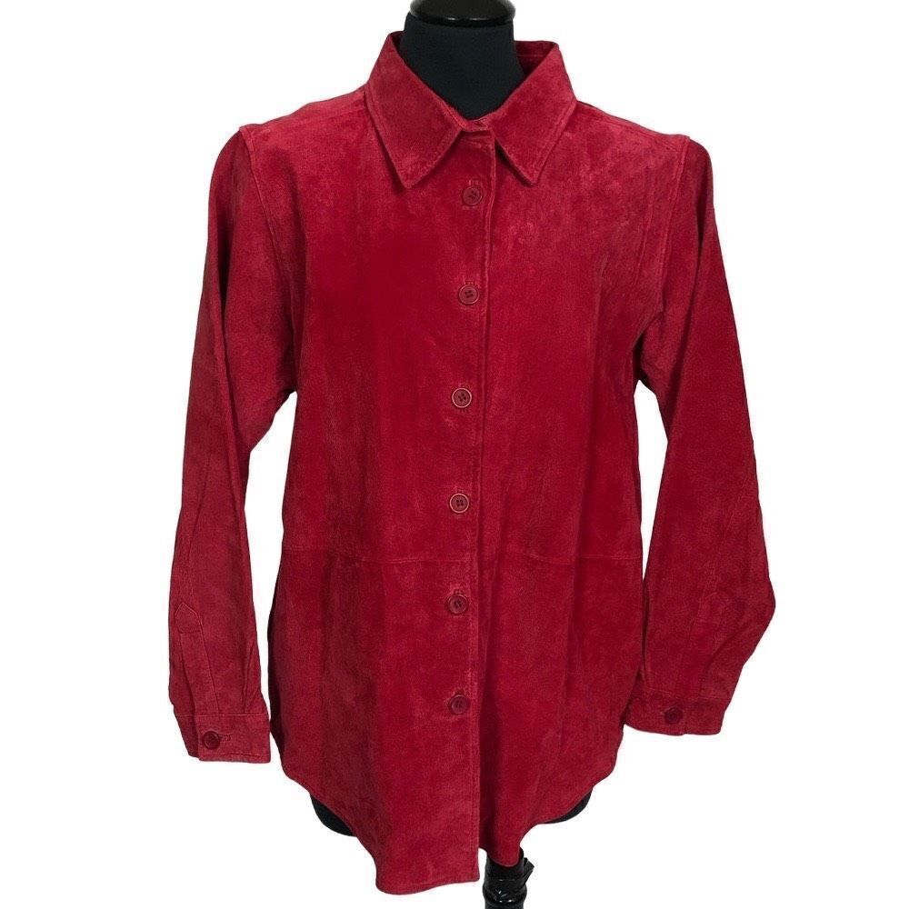Bagatelle‎ Red Suede Leather Shirt Jacket - Women’s M